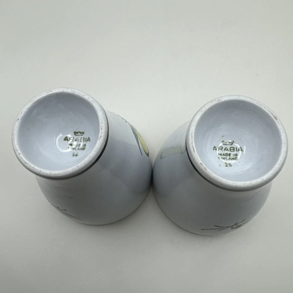 Vintage Arabia Finland MCM Windflower Pattern Egg Cups Set 2 Yellow Tumbler Dish